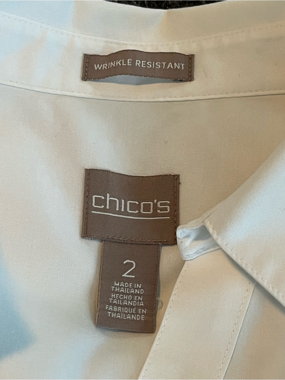 Chico's Women’s White Wrinkle-Resistant Long Sleeve Blouse Size 2 / Large EUC - Picture 3 of 12